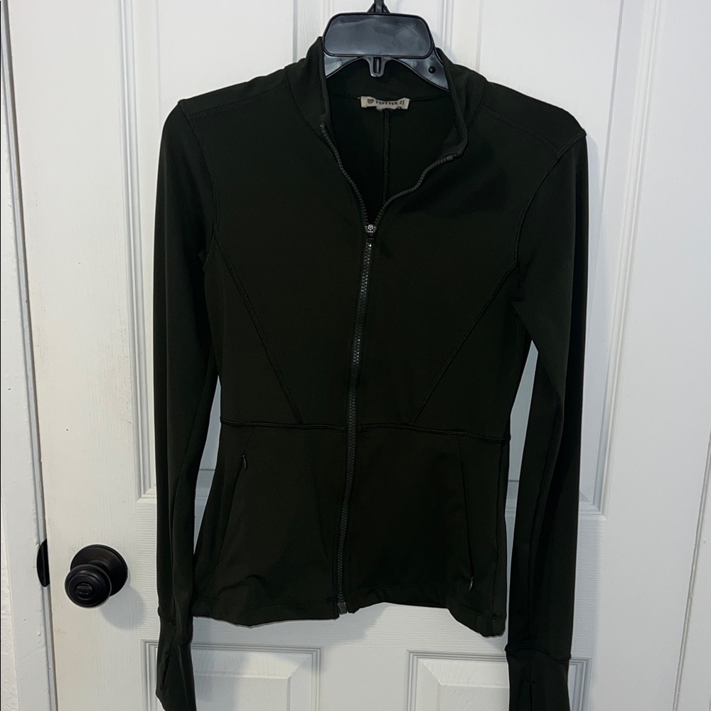 Forever 21 Athletic Zip Up Jacket Green